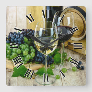 Relógio Quadrado Vidro 🍷 Numerações Romanas Design