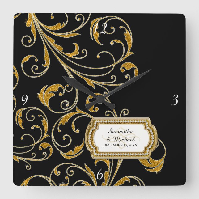 Relógio Quadrado Vidro Personalizado Velho da Regência de Hollywood (Frente)