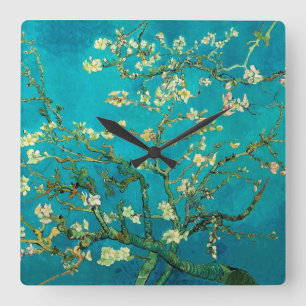 Relógio Quadrado Vincent Van Gogh Blossoming Almond Tree Arte Flora