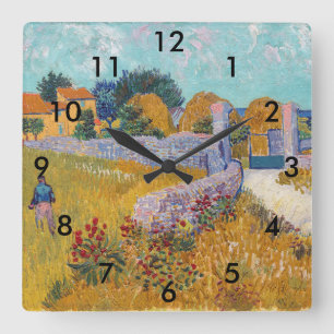 Relógio Quadrado Vincent van Gogh - Casa de Fazenda em Provença