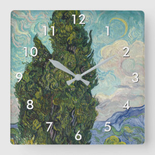 Relógio Quadrado Vincent van Gogh - Ciprestes