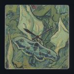 Relógio Quadrado Vincent van Gogh - Grande Mariposa Noturna<br><div class="desc">Grande Mariposa Noturna (1889) por Vincent van Gogh é uma pintura de natureza-morta de arte fina vintage pós-impressionista. Um inseto, a mariposa-imperador, em um jardim de primavera com flores de copo-de-leite e outras plantas. Van Gogh chamou-a de 'mariposa caveira' e pintou uma caveira na parte de trás de seu corpo....</div>