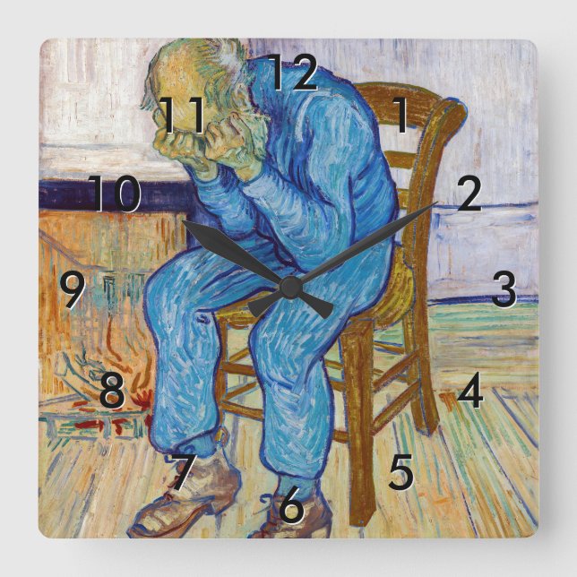 Relógio Quadrado Vincent van Gogh - Na Porta da Eternidade (Frente)
