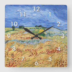 Relógio Quadrado Vincent van Gogh - Os Campos / Campos de Trigo
