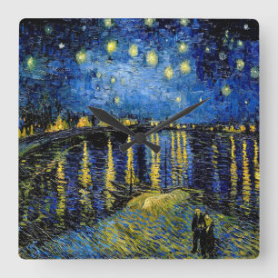 Relógio Quadrado Vincent Van Gogh Starry Night Over The Rhone 1888