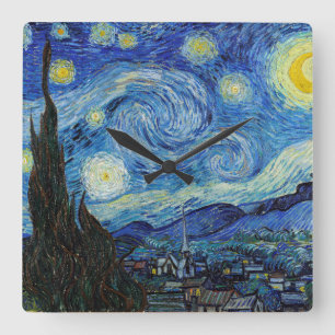 Relógio Quadrado Vincent Van Gogh Starry Night Vintage