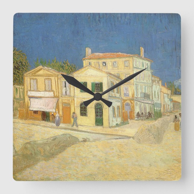 Relógio Quadrado Vincent van Gogh - The Yellow House (The Street) (Frente)
