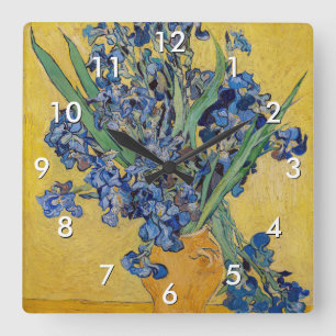 Relógio Quadrado Vincent van Gogh - Vaso com Íris