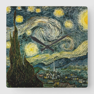 Relógio Quadrado Vincent van Gogh's The Starry Night (1889)