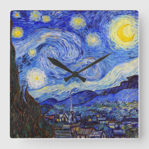 Relógio Quadrado Vincent Willem van Gogh, "Starry Night"