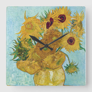 Relógio Quadrado Vincent Willem van Gogh, "Sunflower"