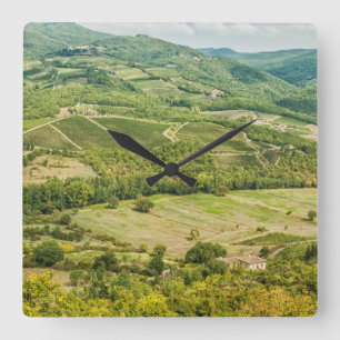 Relógio Quadrado Vineyards paisagens da manhã em Chianti.