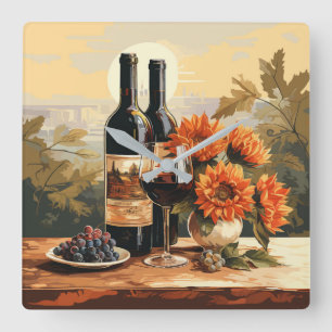 Relógio Quadrado Vinho do Vinho