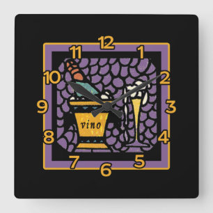 Relógio Quadrado VINO Wall Clock em Vidro Estido