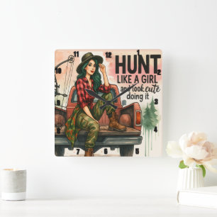 Relógio Quadrado Vintage Archery Girl Hunting