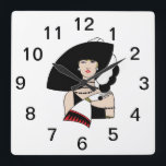 Relógio Quadrado Vintage Art Deco Mulher Vestindo Luvas De Ódio Cor<br><div class="desc">Vintage Art Deco Fashionable Woman Vestindo um Big Hat & Luvas Convites e acessórios personalizáveis com uma imagem estilizada de arte vintage de uma 1920 em moda - mulher dos anos 30 vestindo um chapéu e luvas. Você pode personalizar esses produtos facilmente adicionando campos de texto, removendo campos de texto...</div>