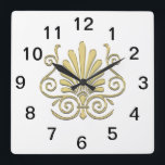 Relógio Quadrado Vintage Art Deco Plume Dourado Árabe<br><div class="desc">Vintage Art Deco Plume Dourado Árabe Acessórios de festas limpos, elegantes, personalizáveis em chic e na moda com uma vintage romântica, olhem a pluma de ouro de arte / fã de deco de arte arabesque em forma de design. Este produto faz parte de um conjunto de designs correspondentes que são...</div>