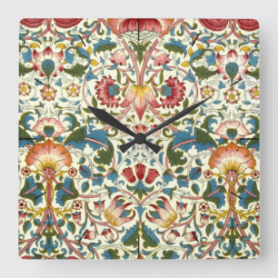 Relógio Quadrado Vintage Botanical Morris Design Timepiece