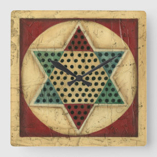 Relógio Quadrado Vintage Chinese Checkerboard por Ethan Harper