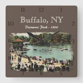 Relógio Quadrado Vintage Delaware Park Buffalo NY Personalizado