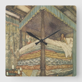 Relógio Quadrado Vintage Fairy Tale, Princess and Pea, Edmund Dulac