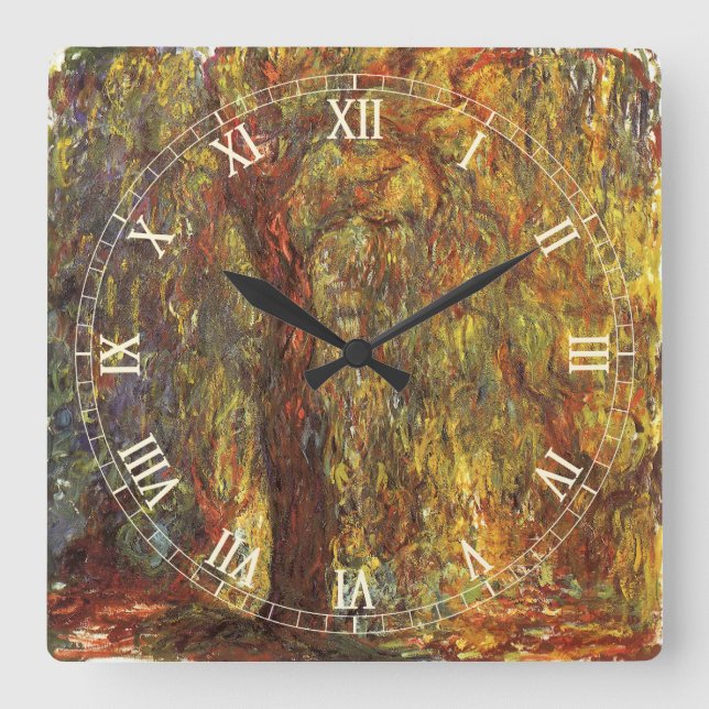 Relógio Quadrado Vintage Fine Art, Claude Monet (Frente)