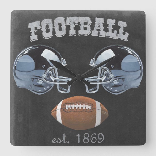 Relógio Quadrado Vintage Futebol Chalkboard Design (Frente)