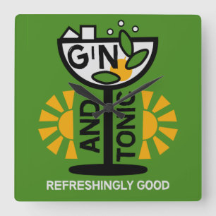 Relógio Quadrado Vintage Gin E Tonic Art