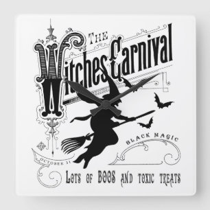 Relógio Quadrado Vintage Halloween Witch
