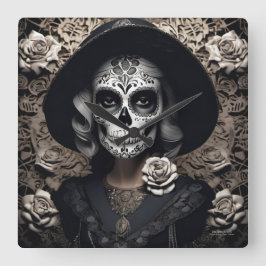 Relógio Quadrado Vintage LITE EXISTENCIAL Femme Retrato craniano 3