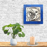 Relógio Quadrado Vintage Mexicano Silver Sun e Lua em Azul<br><div class="desc">Lua vintage mexicana e sol em cor prateada. Fotos de mão mexicana feitas de arte em lata. trabalho de arte de folclore final mexicano dá a ilusão de profundidade, devido ao design levantado da peça original de arte em lata. O fundo é azul cobalto, uma imagem de uma superfície cerâmica....</div>