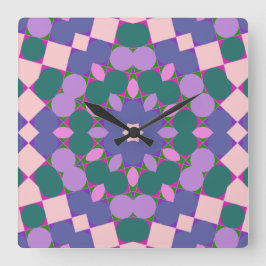 Relógio Quadrado Vintage multicolor pattern
