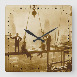 Relógio Quadrado Vintage Nova Iorque Ironworker Lunchtime