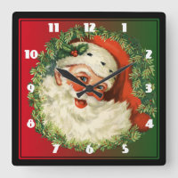 Vintage Papai Noel com Pine Wreath