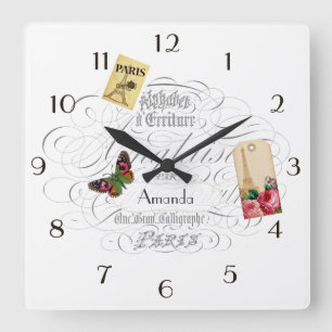 Relógio Quadrado Vintage Paris, considerada Personalizada