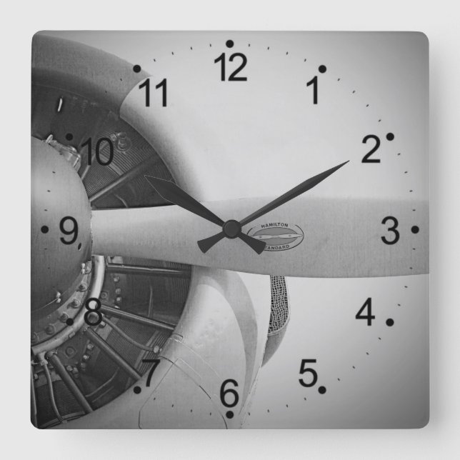 Relógio Quadrado Vintage Propeller Avião (Frente)