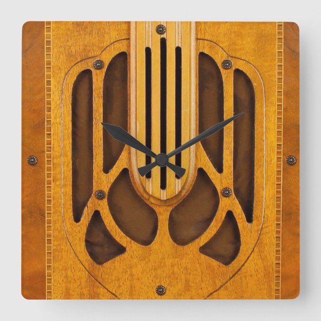 Relógio Quadrado Vintage Radio Design Wall Clock (Frente)