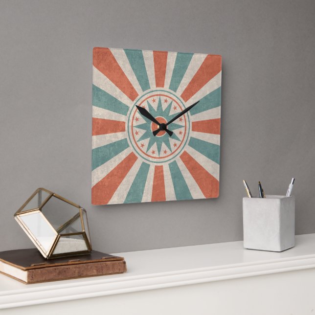 Relógio Quadrado Vintage Retro Style Acrywall Clock (Escritório)