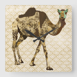 Relógio Quadrado Vintage Shabby Camel Clock