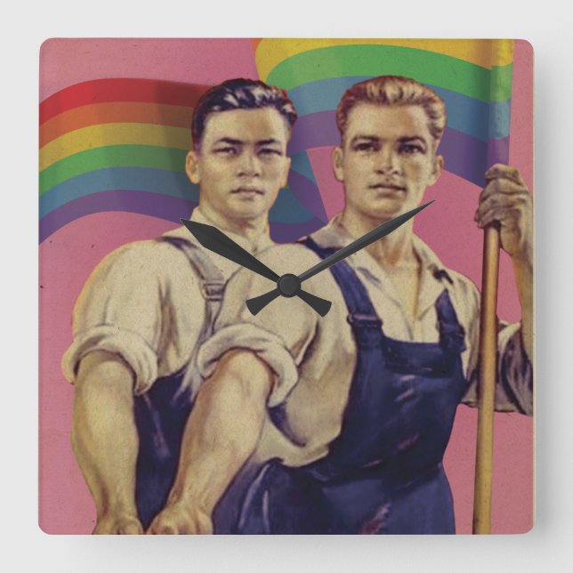 Relógio Quadrado Vintage SHOUT IT Pride Square Wall Clock (Frente)