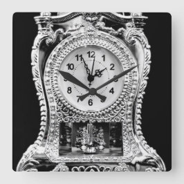 Relógio Quadrado Vintage Silver Clock