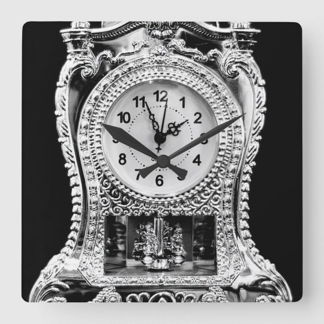 Relógio Quadrado Vintage Silver Clock (Frente)