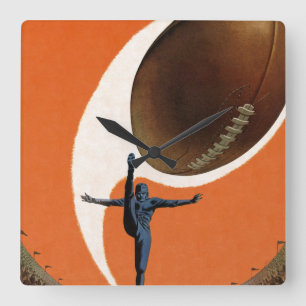 Relógio Quadrado Vintage Sports, jogador de futebol batendo a bola