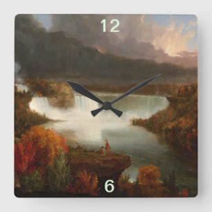 Relógio Quadrado Vintage Thomas Cole - Visão Distante das Catarata