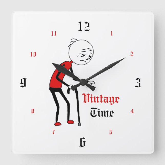 Relógio Quadrado Vintage Time (Frente)