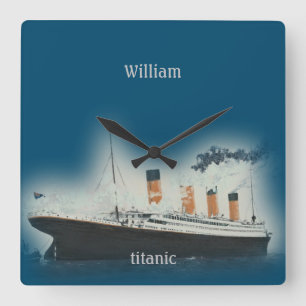 Relógio Quadrado Vintage Titanic Ocean Liner Boy Sea Name Navio