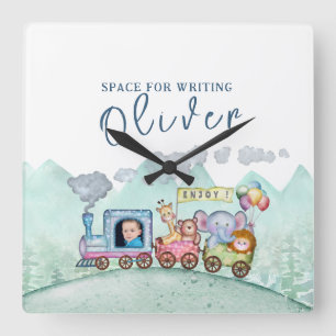 Relógio Quadrado Vintage Train Transport Birthday