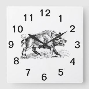 Relógio Quadrado Vintage Wild Boar Draar BW #2