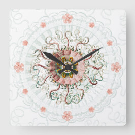 Relógio Quadrado Vintagem marinha de águas-vivas do capacete