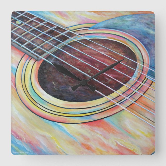 Relógio Quadrado Violão 2 (Frente)